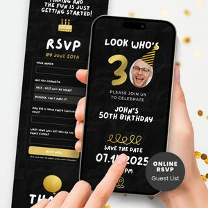 30th Birthday Invitation Website with Online RSVP, Guest Tracker, Editable Canva Template, Text Message Evite