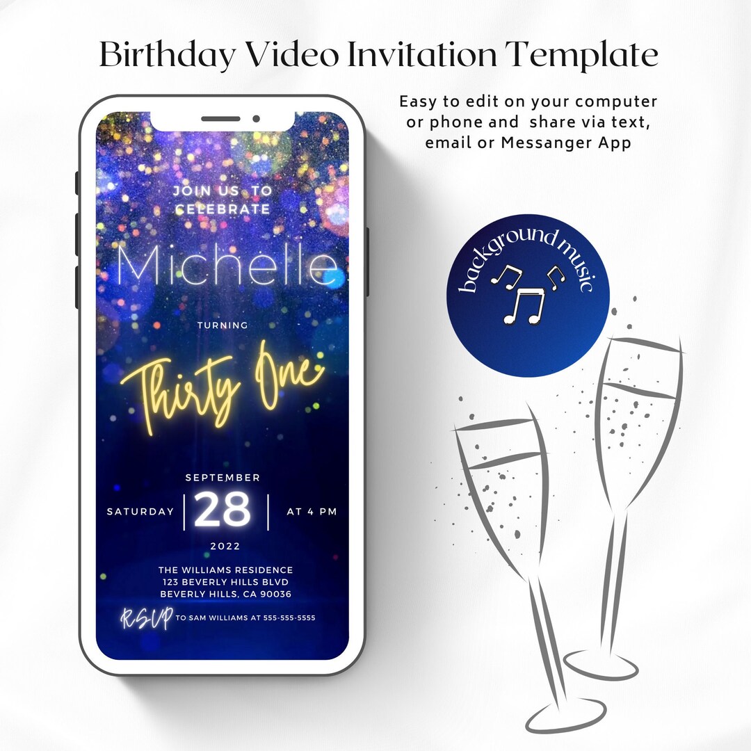 Animated Birthday Party Video Invitation, 18th Birthday, 21st Birthday ...