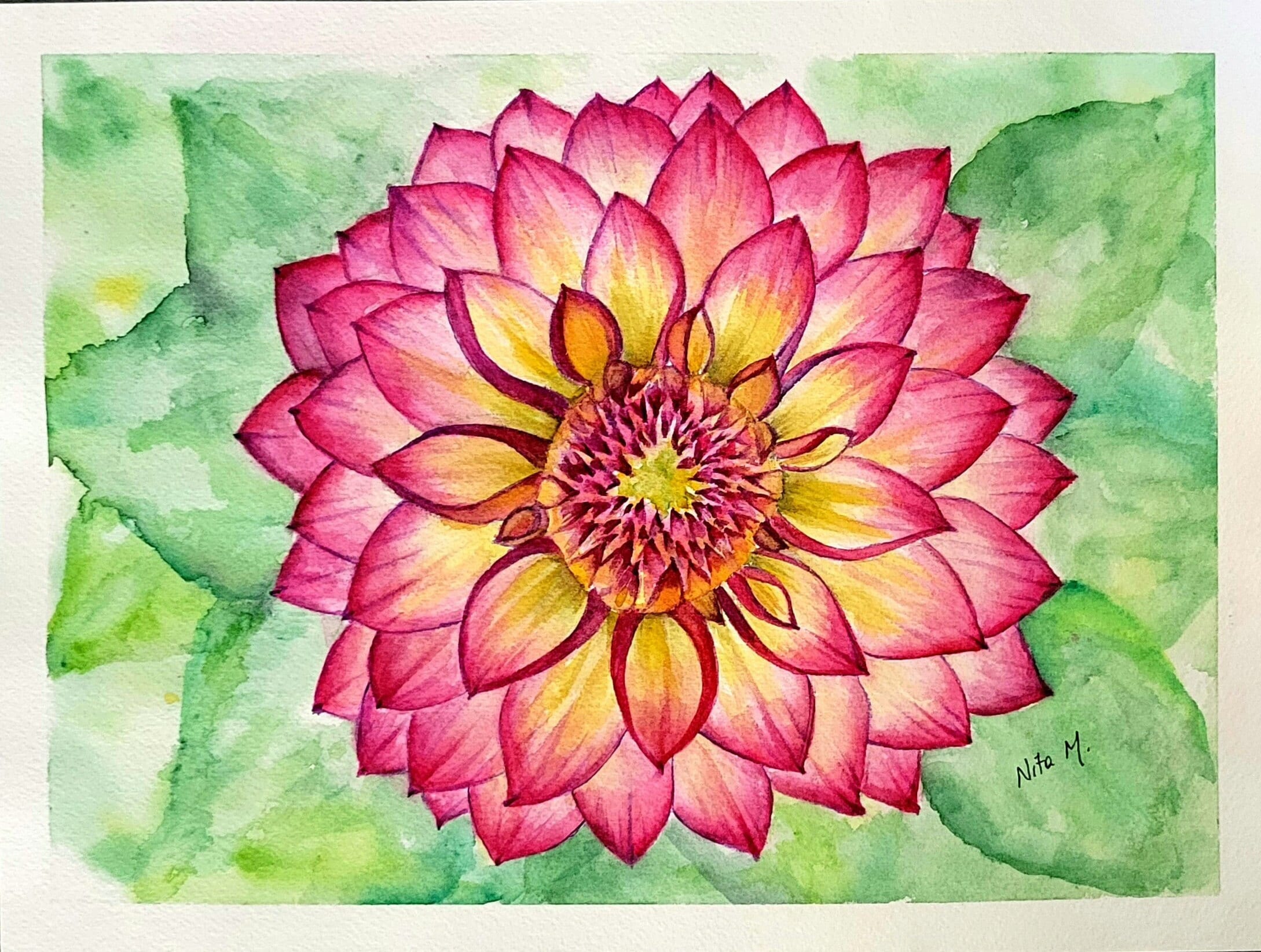 Original Dahlia Flower Painting 9