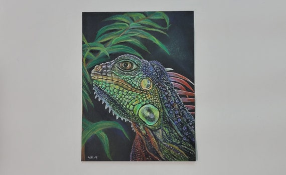 リザーアイズアクリル画 イグアナ オリジナルのイグアナの色鉛筆画 - Etsy 日本