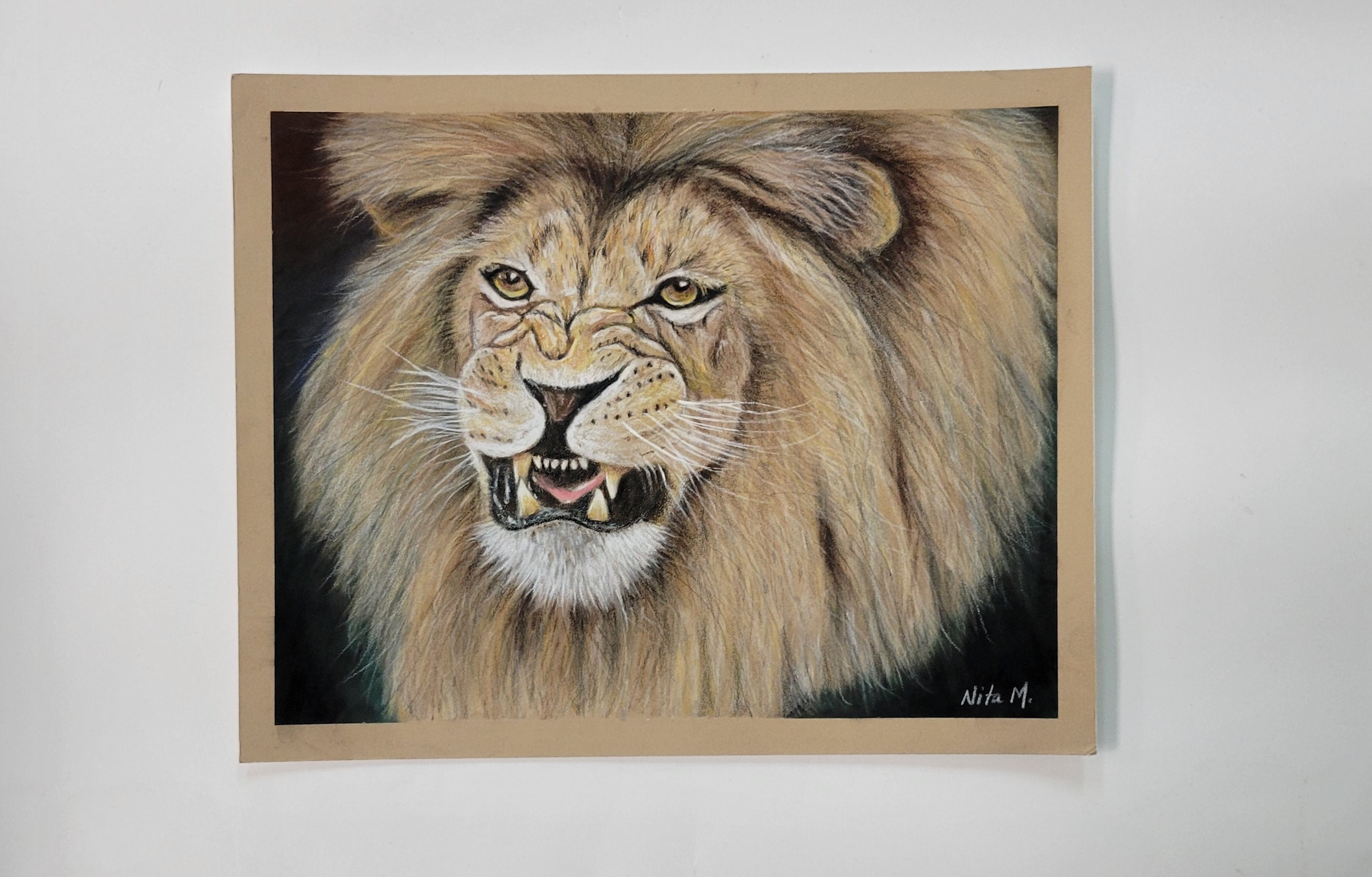 オリジナルライオンパステル、色鉛筆画 - Etsy 日本