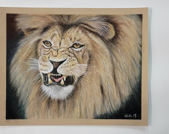 オリジナルライオンパステル、色鉛筆画 - Etsy 日本