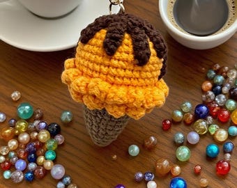Gehaakte ijssleutelhanger: handgemaakte amigurumi-traktatie, zomeraccessoire