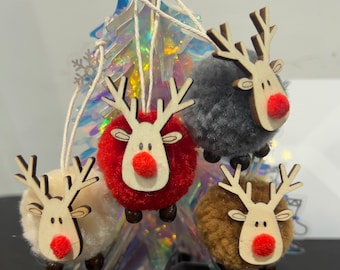 Rudolph the Reindeer for Christmas decorations hanging decorations fluffy and cute red nosed reindeer puff Shuan sheep ornament