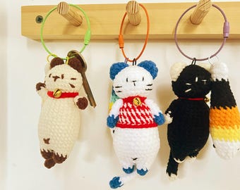 Crochet Cat Fish Keychain: Handmade Animal Bag Charm