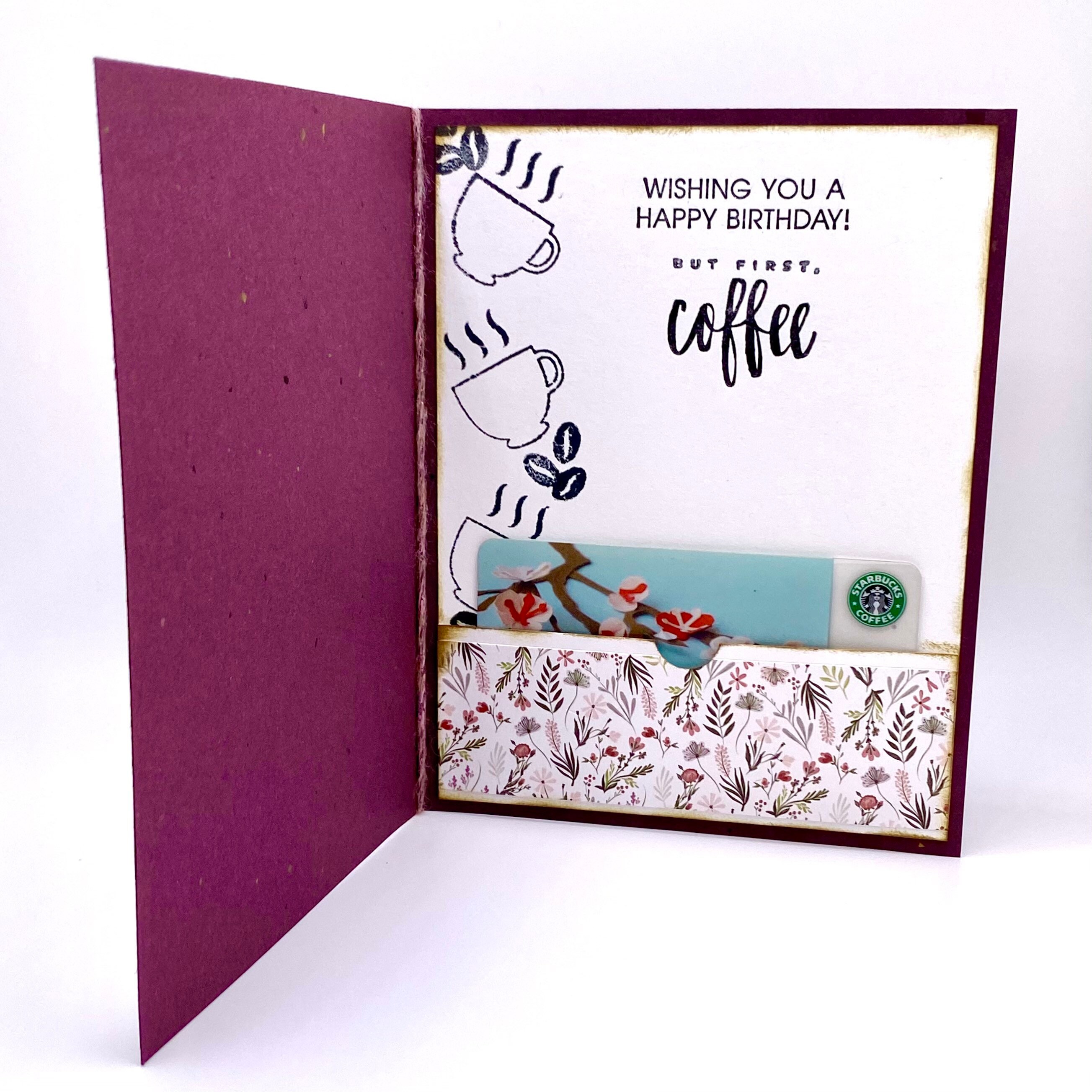 Cup of Java Happy Birthday Card With Gift Card Pocket but First, Coffee ...