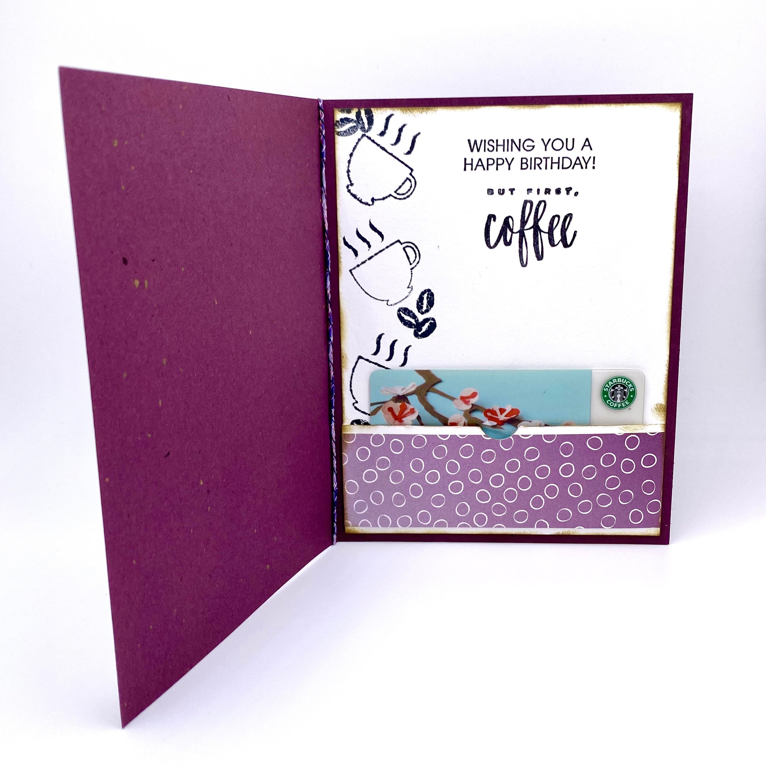 Cup of Java Happy Birthday Card With Gift Card Pocket but First, Coffee ...