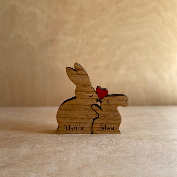 Puzzle di famiglia in legno, personalizzabili, idea regalo, coniglio in legno, top gift idea