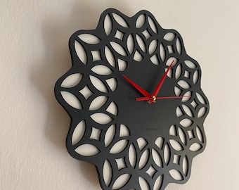 Reloj de pared de madera, grabado láser, chapa de mano, reloj decorativo, reloj de diseño hecho a mano, idea de regalo superior