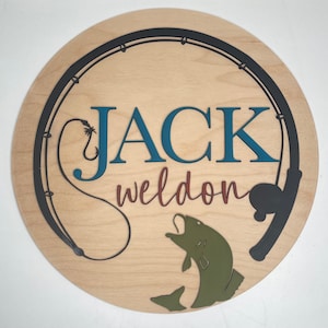 Fishing Nursery Decor | Round Name Sign | Future Fisherman Toddler Room Decorations