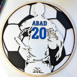 Presente de futebol personalizado para meninos e meninas, placa de futebol 3D, sinal de nome de futbol para menino ou menina jogador de bola
