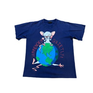 Vintage 90s Changes Animaniacs Pinky And Brain Navy T Shirt XL