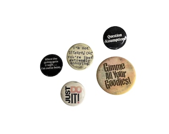 Button Pin Wholesale Lot, HUGE Lot of 50 Buttons Pins, Lot 80's