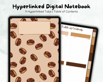 Diario digital con linda portada / Cuadernos digitales con hipervínculos para llevar un diario / Descarga digital de cuadernos Donut para buenas notas y notoriedad