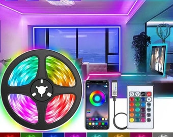 Bluetooth LED Strip Light Usb , RGB 5050 Lights, Music Sync Color Changing, Built-in Mic, App Controlled LED Lights Rope Lights 10m 15m