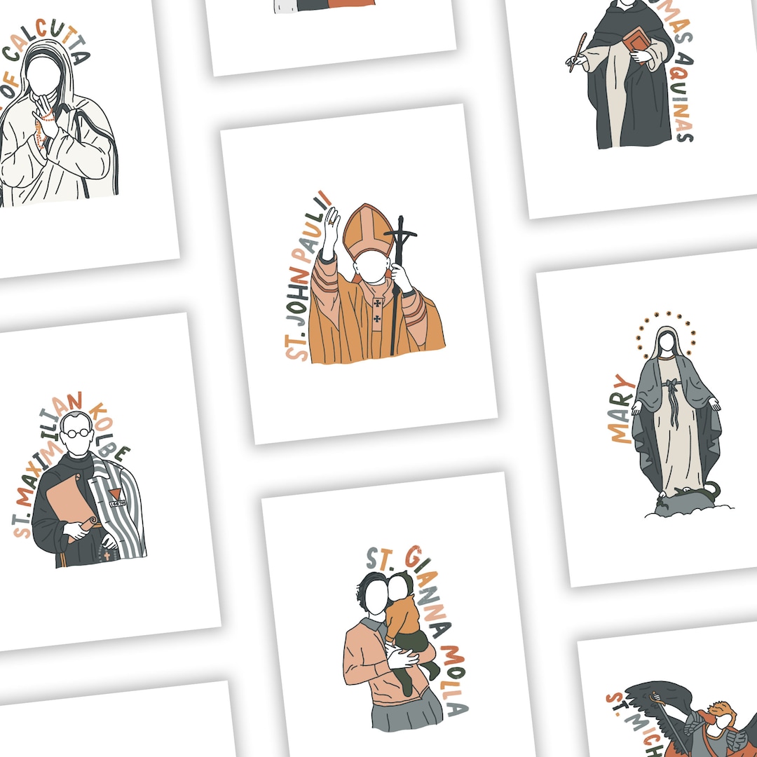 30 Saint Illustrations - DIGITAL DOWNLOAD - Printable PDF - Catholic ...