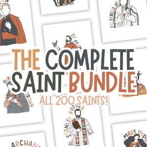 Complete Saint Bundle - 200 Catholic Saint Illustrations - Saint Prints - DIGITAL DOWNLOAD - PDF Instant Download - 8.5x11 in files