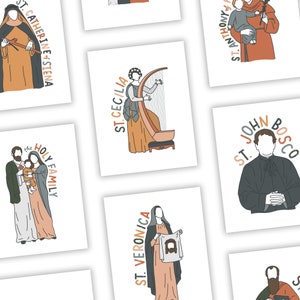 Custom Bundle of Saint Illustrations DIGITAL DOWNLOAD |  Up to 10 Saints | 8.5X11 PDF Download | Catholic Saints | Confirmation Baptism Gift
