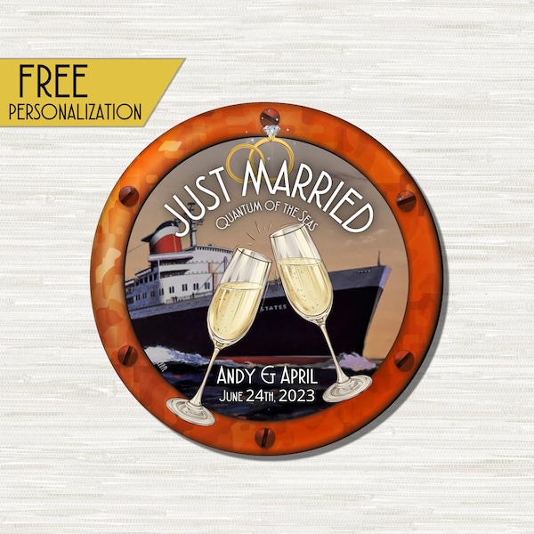 Just Married - Personalized Cruise Door Magnet | Honeymoon Cruise Magnet | Cruise Decoration