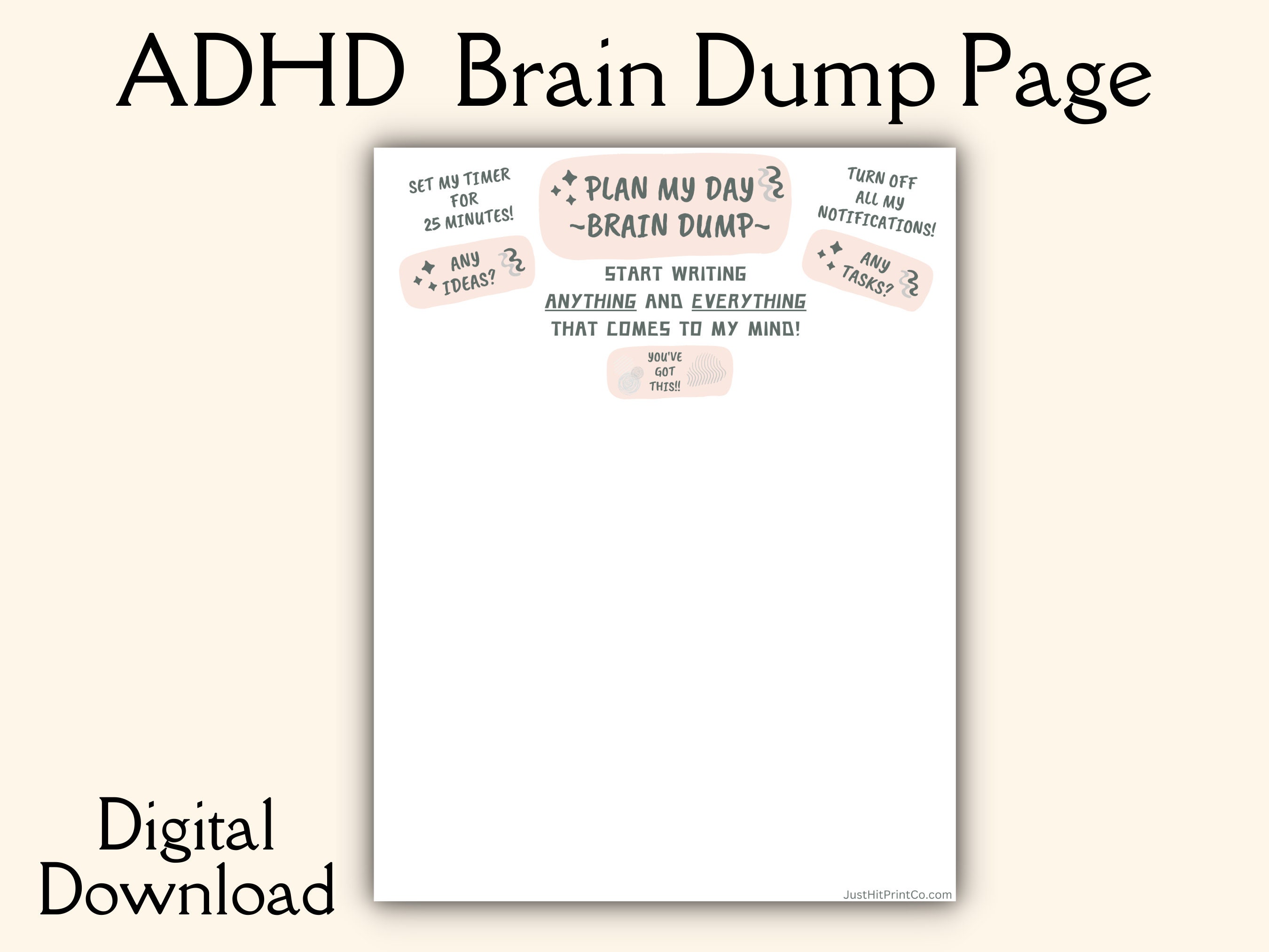 Adhd day planner printable brain dump printable adhd planner pages