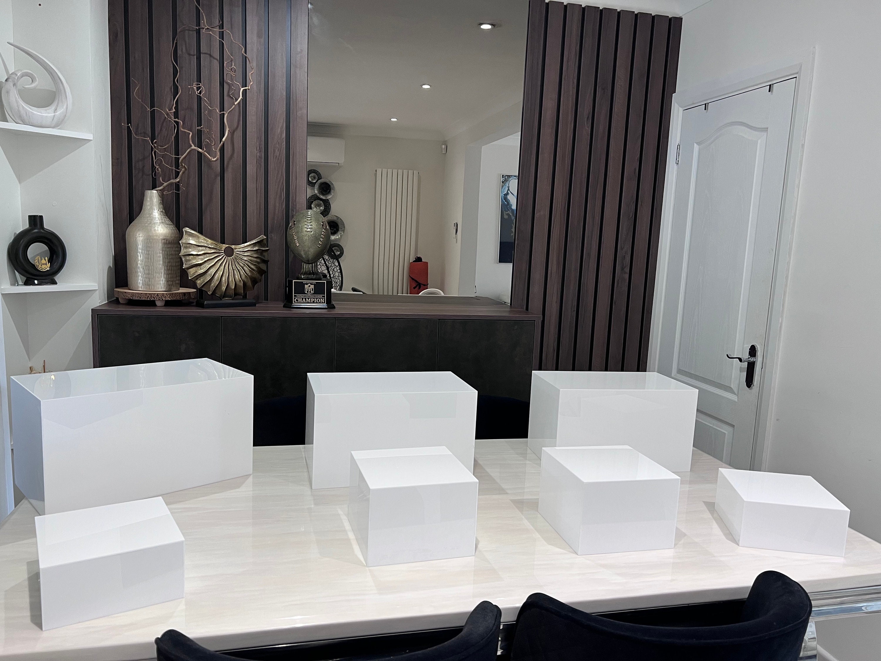 7 Total Acrylic Risers. White Acrylic Boxes for Decoration or Food ...