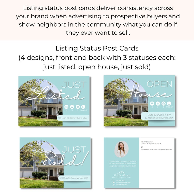 Real Estate Post Card Templates, Listing Status Direct Mailers, Real Real Estate Post Card Templates, Listing Status Direct Mailers, Real