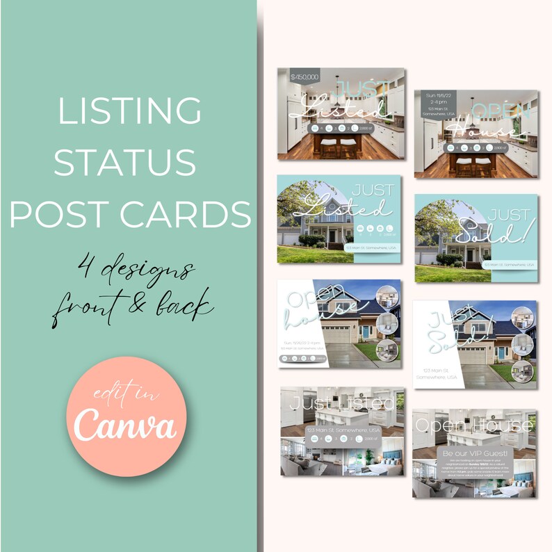 Real Estate Post Card Templates, Listing Status Direct Mailers, Real