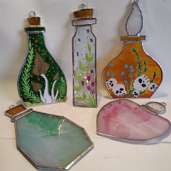 Glass Painted Potion Bottles