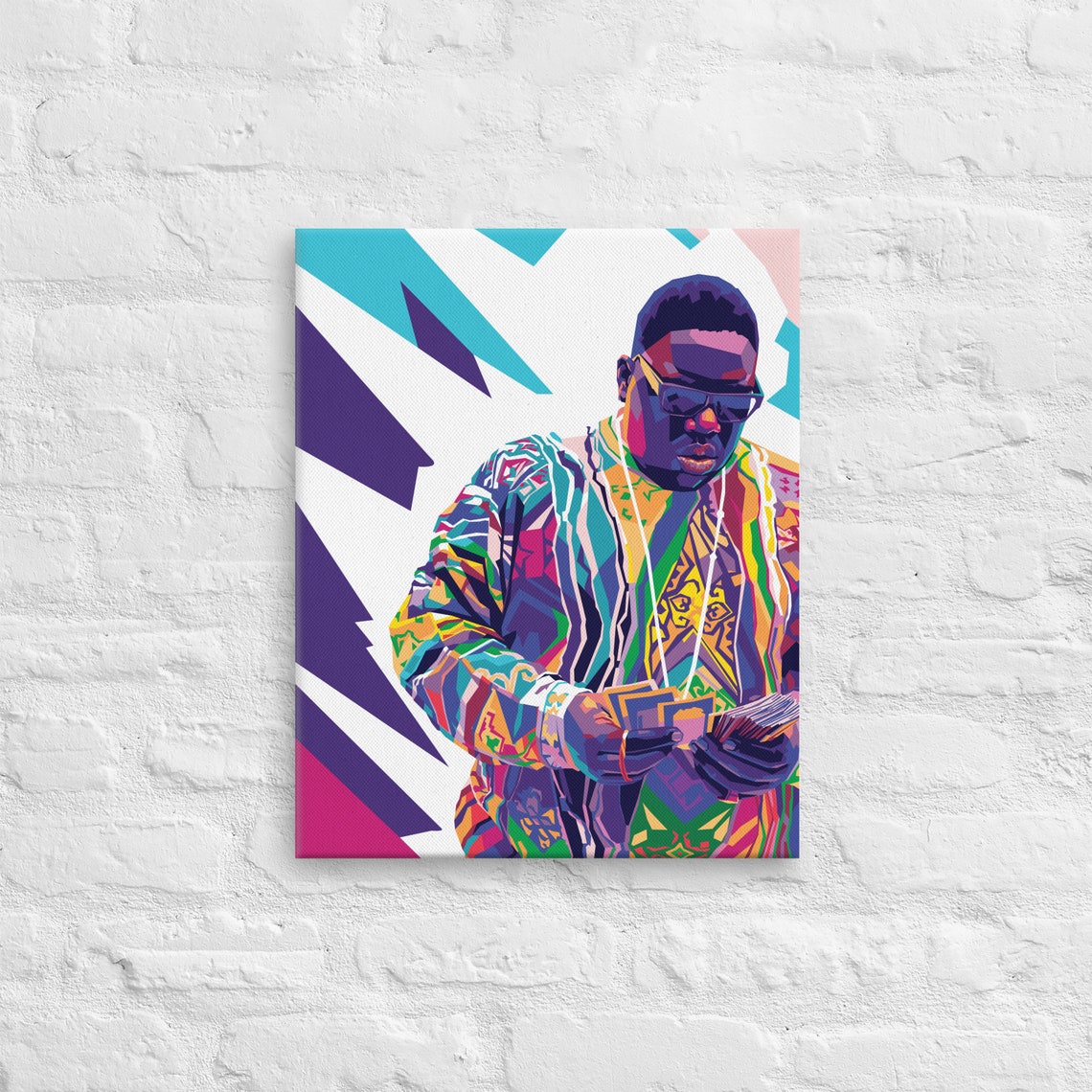Biggie the Notorious BIG Counting Cash Canvas Wall Art WPAP Style Etsy
