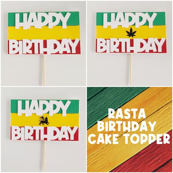 Rasta Cake Decoration | Jamaican Cake Topper | Jamaica Party | Reggae | Birthday Party | Caribbean Decor | Red Yellow Green |