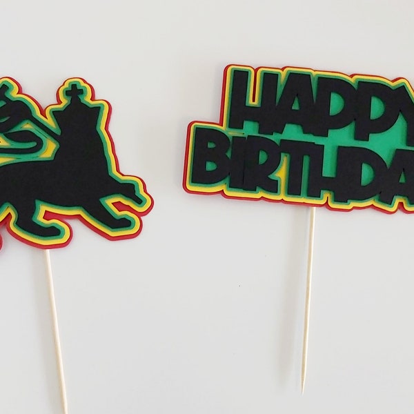 Rasta Cake Decoration | Jamaican Cake Topper | Jamaica Party | Reggae | Birthday Party | Caribbean Decor | Red Yellow Green |