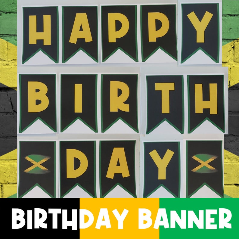 PRINTABLE Birthday Banner Jamaica Happy Birthday Party Decor Jamaican