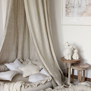 Natural Linen Canopy | Hanging Canopy | Reading Nook Canopy | | Linen Bed Canopy | Linen Bed Tent | Bed Canopy