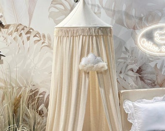 NEW Canopy Maxi Boho Twist Natural Cotton Linen | Hanging Canopy | Reading Nook Canopy | | Cotton Bed Tent | Bed Canopy