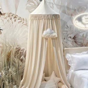 NEW Canopy Maxi Boho Twist Natural Cotton Linen | Hanging Canopy | Reading Nook Canopy | | Cotton Bed Tent | Bed Canopy