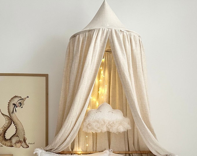 Muselin Cotton Linen Canopy Natural Bed Canopy Kids Canopies Etsy