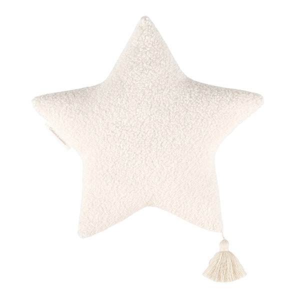 Coussin étoile Boho en peau de mouton Vanille | oreiller bohème | décoration personnalisée | coussin | coussins bohèmes