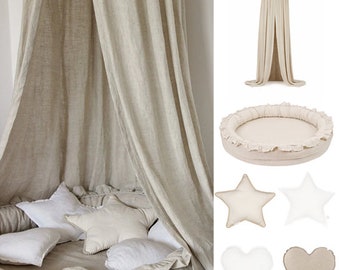 Large Linen Set | Set of 6 products | set | Linen natural canopy set