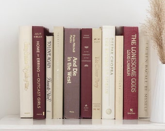 Burgundy Wine Beige Coffee Table Books Home Decor Modern West Elm Books Office Shelf Decor Staging Decorative Books Academia Luxury