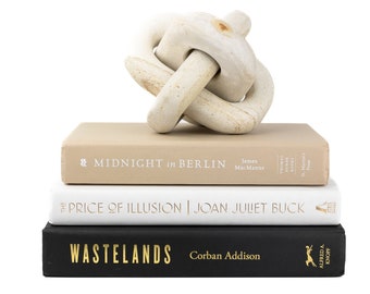 White Beige Black Coffee Table Book Stacks - Home Decor Books - Office Shelf Decor - Staging Books - Book Bundles - Modern Decorative Books