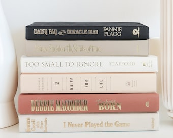 Book Set Rose Gold White Beige Black Modern Decorative Neutral Book Stacks Home Decor Real Hardcover Books Minimalist Home Decor Linen Books