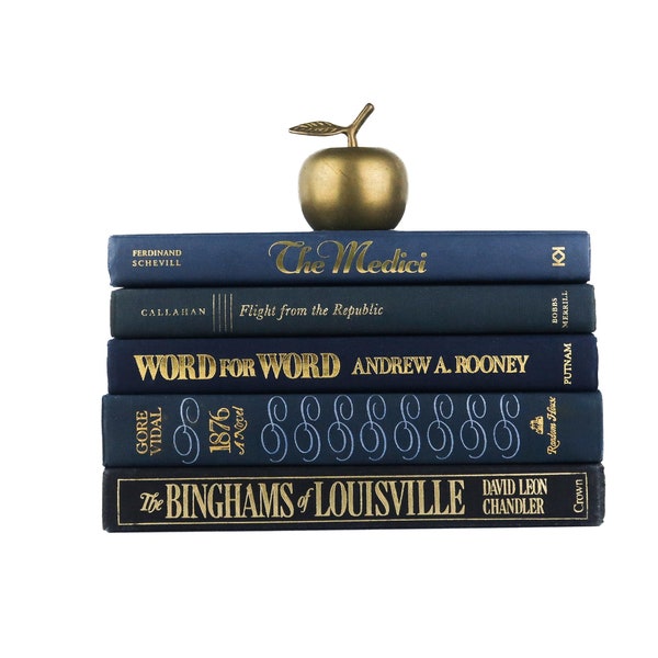 Navy Blue Decorative Books - Hardcover Books - Home Decor Books - Book Stack - Office Shelf Decor - Real Estate Staging Books - Book Bundles