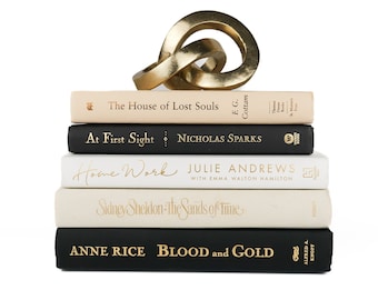 Bundle of Beige Black White Coffee Table Book Stacks Home Decor Book Gifts Office Shelf Decor Real Hardcover Books Modern Decorative Books