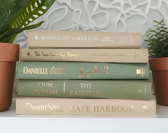 Sage Green Cream Decorative Book Stack Cottagecore Home Decor Books - Bookshelf Decor - Office Shelf Decor - Staging Books - Coffee Table