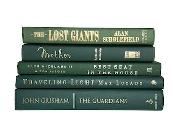 Green Book Stacks - Home Decor Books - Book Bundles - Office Shelf Decor - Staging Books - Coffee Table Books - Home Decor Trends