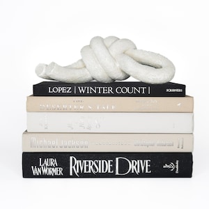 Book Set of White Black Cream Silver Lettering Bookshelf Decor Home Decor Books - Staging Books - Coffee Table Books - Decorative Books
