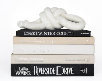 Book Set of White Black Cream Silver Lettering Bookshelf Decor Home Decor Books - Staging Books - Coffee Table Books - Decorative Books