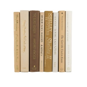 Book Set of Tan Ivory Beige Decorative Book Stacks - Home Decor Books - Book Bundles - Office Shelf Staging Books - Earth Sand Earth Tones