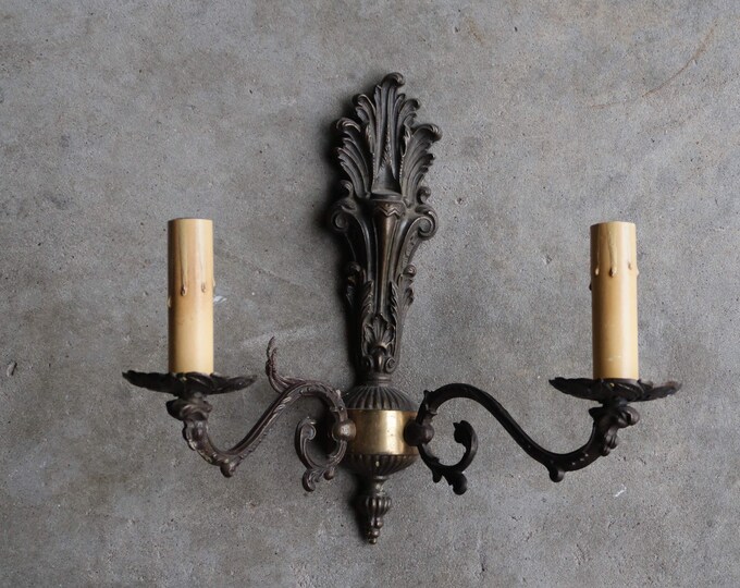 Vintage French Wall Sconce SET OF 2 Die Cast Metal Candle Shape Wall ...