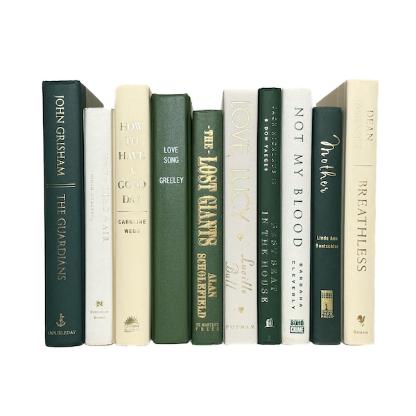Green Beige Ivory Book Stacks - Home Decor Books - Book Bundles - Office Shelf Decor - Staging Books - Golf Coffee Table Books Earth Tones